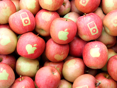 apple logos on apples